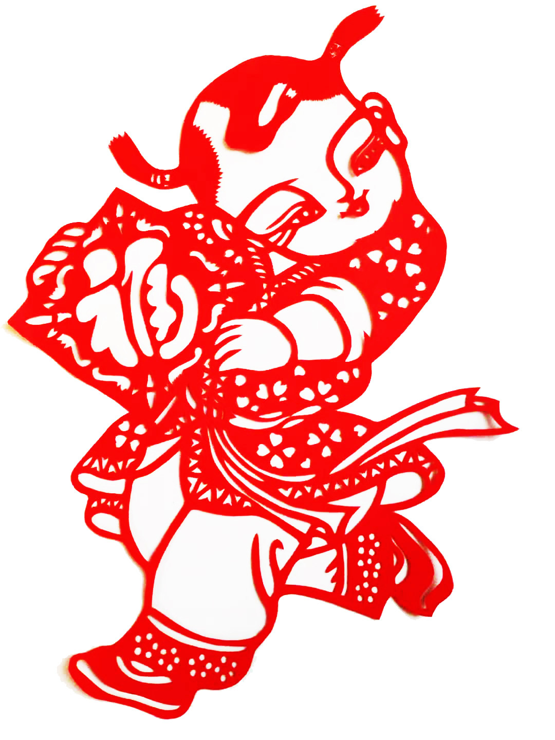 Spring Fuwa Red Spring Festival New Year Paper Cut Window Flower Handmade Red Paper Glass Decoration Painting Sticker Fu Character