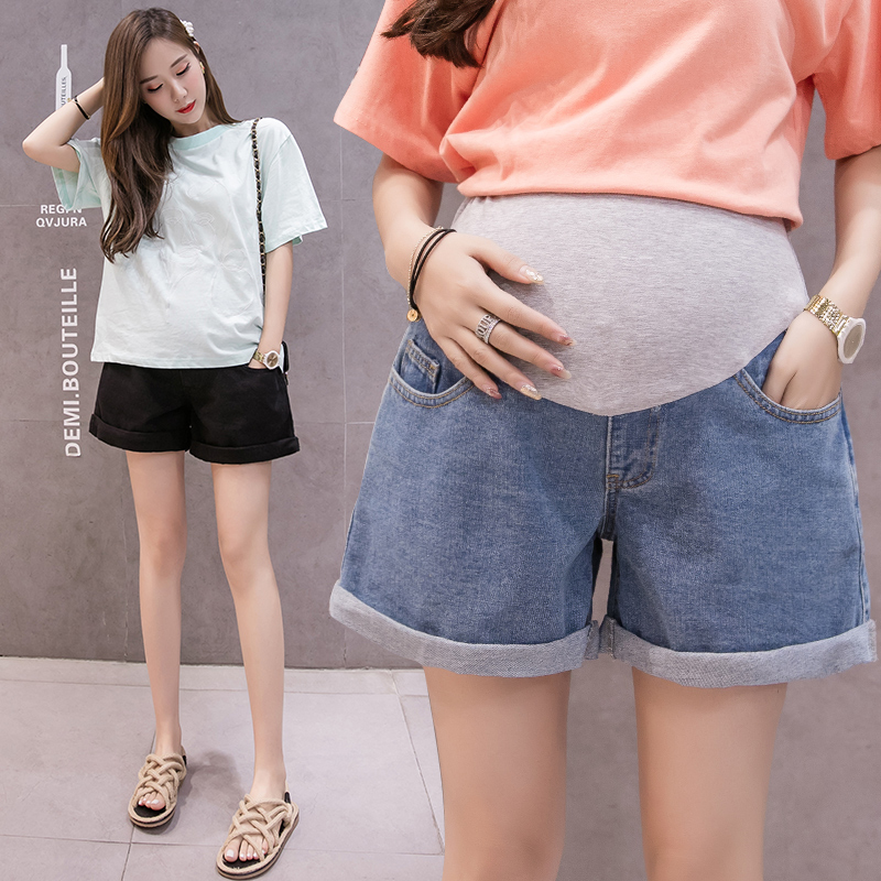 Pregnant women shorts in summer wear fashion loose, broad legs jeans shorts summer dress pregnant women wear triple pants