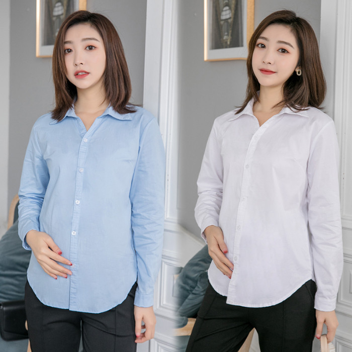Pregnant Woman Skirt New Early Spring 2020 Short Shirt Spring Dress Work Clothes Work Dress Shirt Women's Blouse