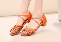 Childrens professional Latin dance shoes for girls soft-soled medium-low and high-heeled dance shoes for children summer beginners all seasons