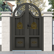 Aluminum alloy villa courtyard door rural outdoor garden courtyard iron art American arch stainless steel single and double doors