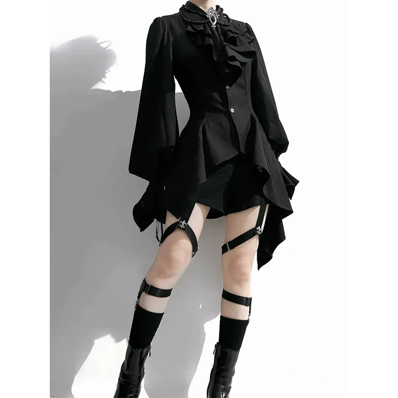 Средневековый принц костюм с косой рубашкой в стиле Gothic Lolita, темный готический стиль рубашка костюм принца гей образ
