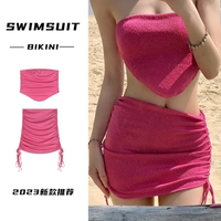 Swimsuit female sexy bikini split three-piece korean version of ins pure desire wind small chest gathered sweet and spicy holiday swimsuit