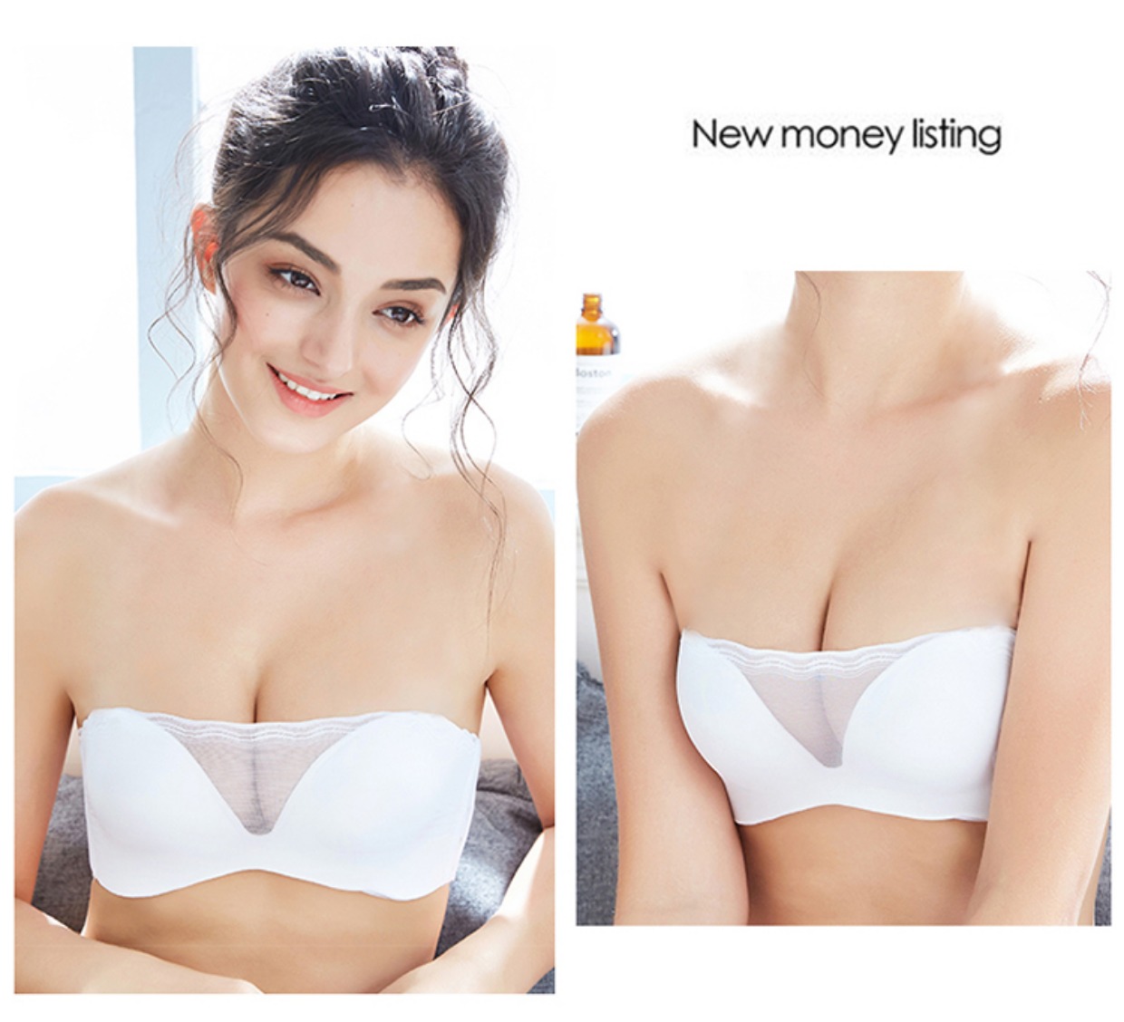 Một bên vai áo ngực quây vô hình tụ tập chống trượt trên áo lót dây quấn ngực nữ mùa hè ống chống ánh sáng áo lót bà bầu