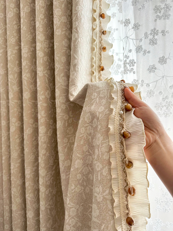 Curtain Lace Accessories, Decorative Components, Ruffled Edges, Tassels, Ribbon Embellishments, Small Ornaments, Lace Tassels, Stone Beads, Cream