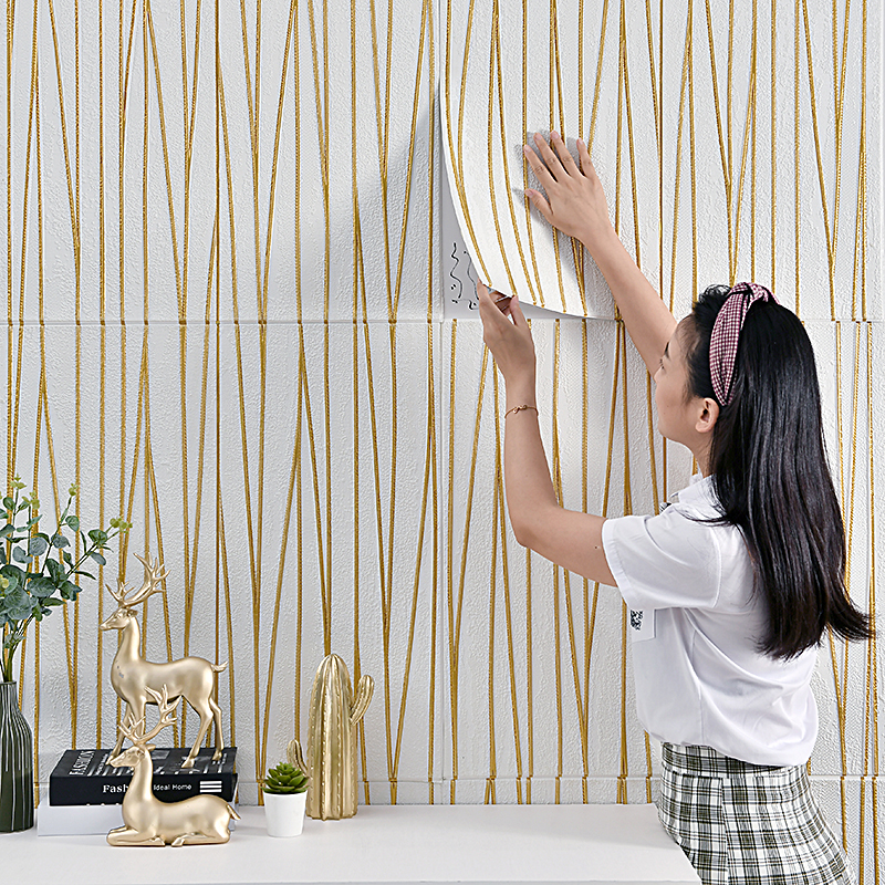 Stripe Pure Color Vegan Color 3d Solid Wall Sticker Waterproof Wallpaper Living-room Bedroom Hotel Dining Room Wallpaper Modern Brief