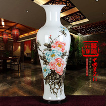Jingdezhen ceramic large vase high-end hand-painted pastel flowers blooming rich 1 meter floor-to-ceiling living room new house home decoration