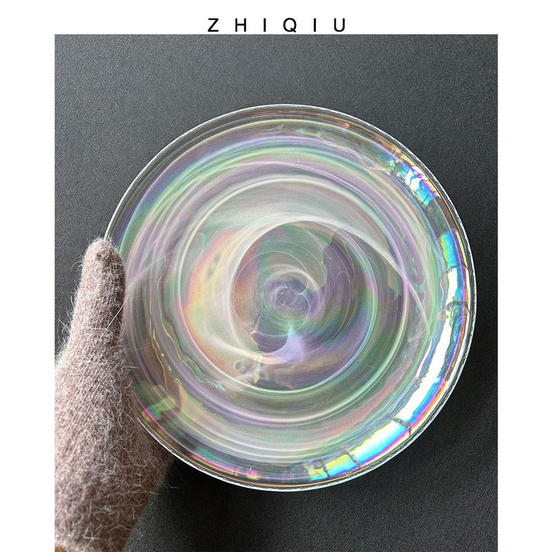 Zhiqu Autumn【Classic Reappearance】Cloudy Colorful Plate High-End Breakfast Glass Plate Exquisite High-End Plate