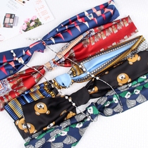  Korean decoration wild small silk scarf spring and summer long small scarf literary printing slender narrow scarf female spring and autumn