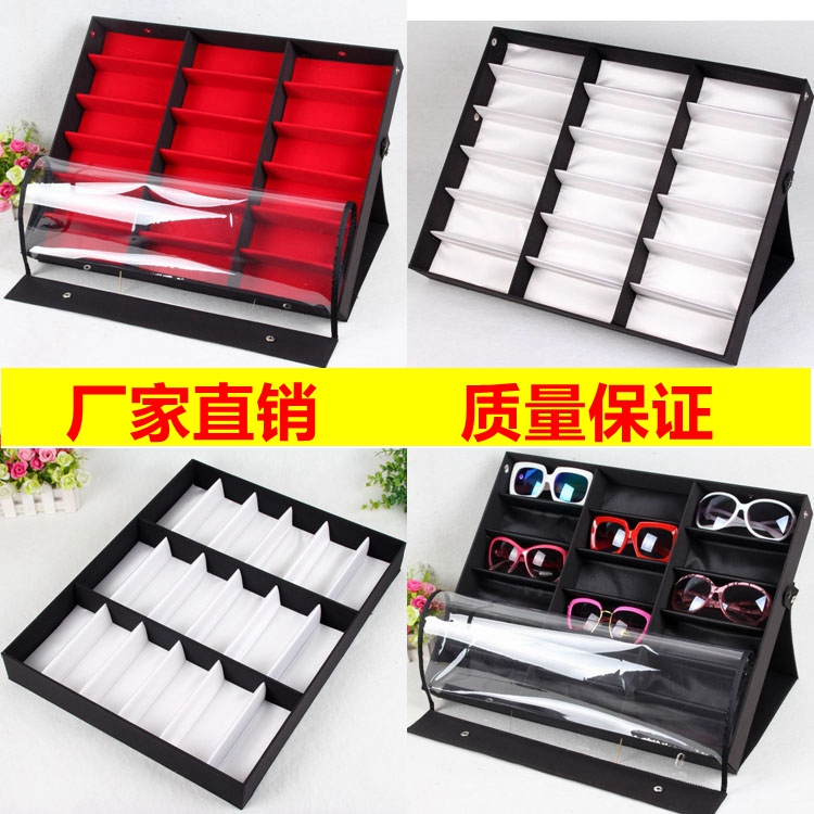 18-Compartment Glasses Storage Box, Multi-Compartment Glasses Display Box, Counter-Type Sunglasses Display Stand, Sunglasses Display Props