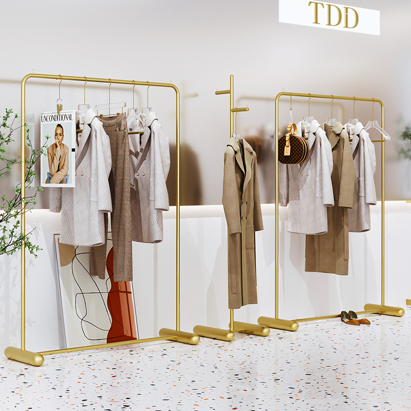 Clothing store display frame floor-style women's clothing store iron gold in wind net red shelf display rack hanging clothes