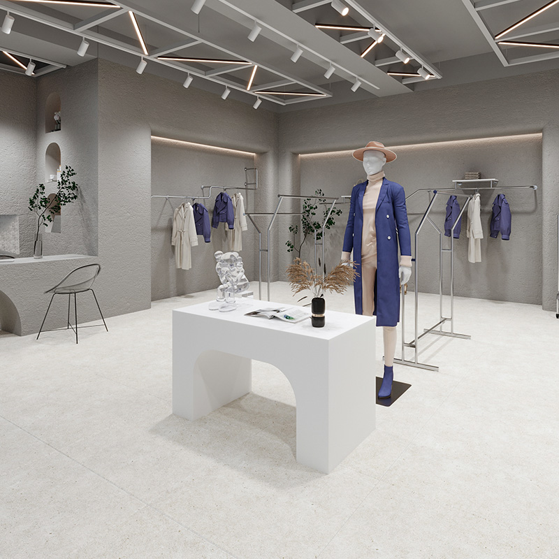 Clothing Store Display Rack Display Rack Upscale Upper Wall Stainless Steel Hanging Hanger Furnishing Design Shelf Women's Clothing Store Shelves