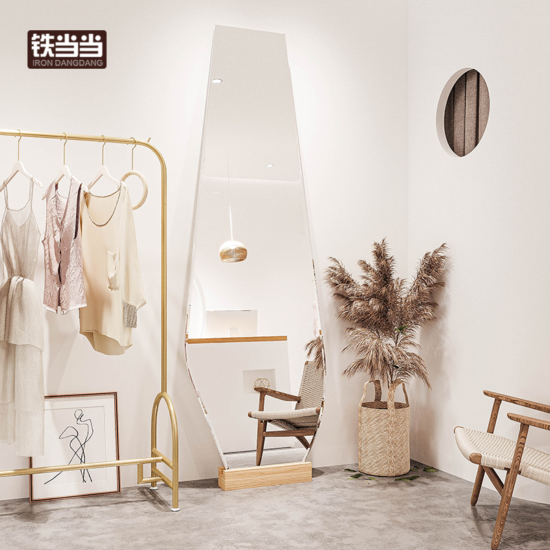 Barber shop mirror table hair salon dedicated to the wall Korean style creative styling floor thin fitting mirror clothing store dressing mirror