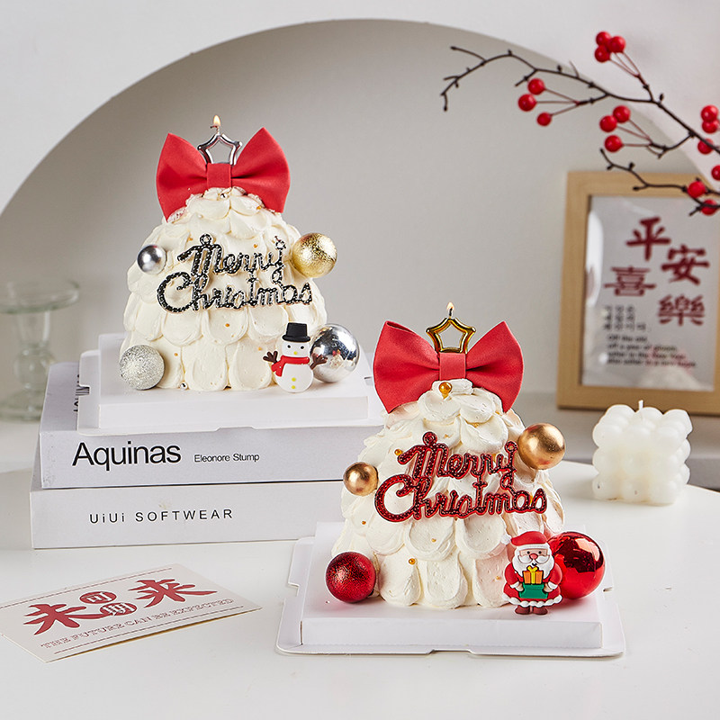 Net Red Christmas Wish Tree Cake Decoration Butterfly Knot Pentagram Candle Plugin Christmas Happy Baking Swing Piece-Taobao