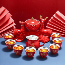 Romantic tea set set wedding gifts automatic tea set gift box packaging sterling silver red porcelain gilt silver getaway tea