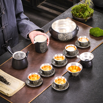 European-style silver tea set 999 sterling silver health office meeting guest side put the teapot master cup complete set of household gift tea set