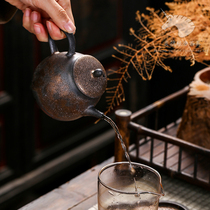 999 Sterling Silver Home Kung Fu Dragon Egg Bubble Teapot Tea Maker Single Pot Vintage Imitation Wood Burned Handmade Stoneware Ball Hole Filtration