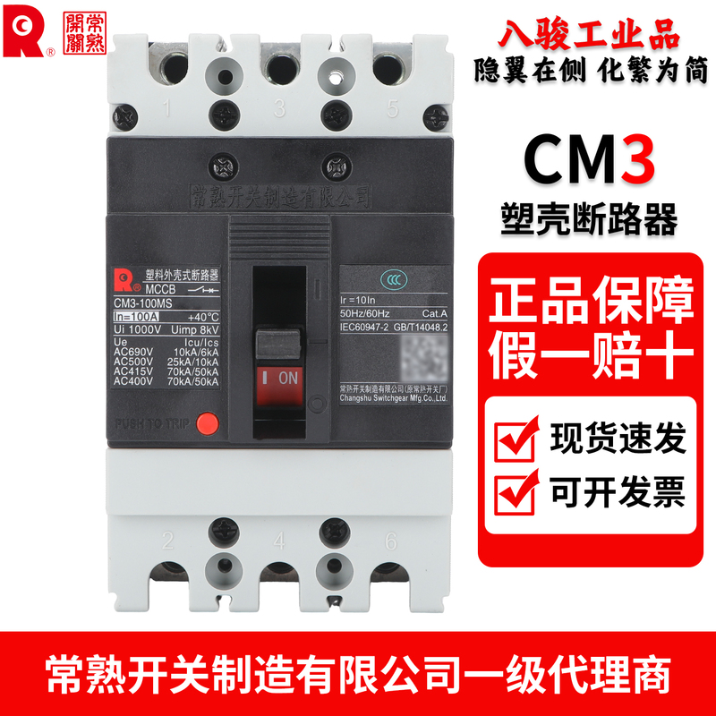 Changshu Switch Cm3 Molded Case Circuit Breaker 32A63A100A250A315A400A630A Air Switch 3P4Pc