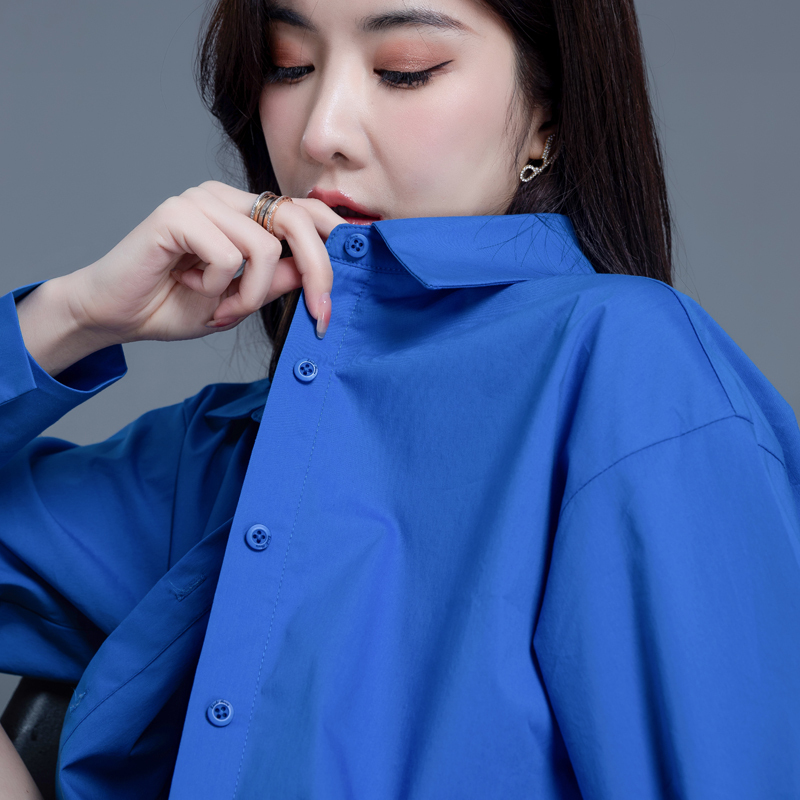 Klein Blue Shirt for Women 2026 New Spring and Autumn Women's Top High-End Shirt Fashionable Casual Jacket