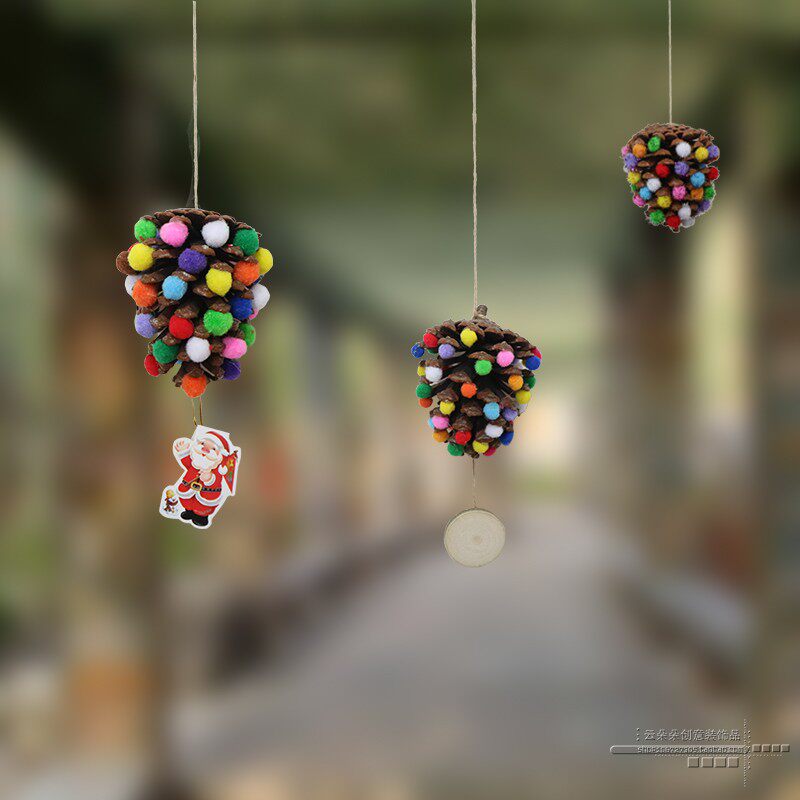 Christmas pine cone decoration children's handmade creative course diy pine cone small ornaments kindergarten pendant ornaments