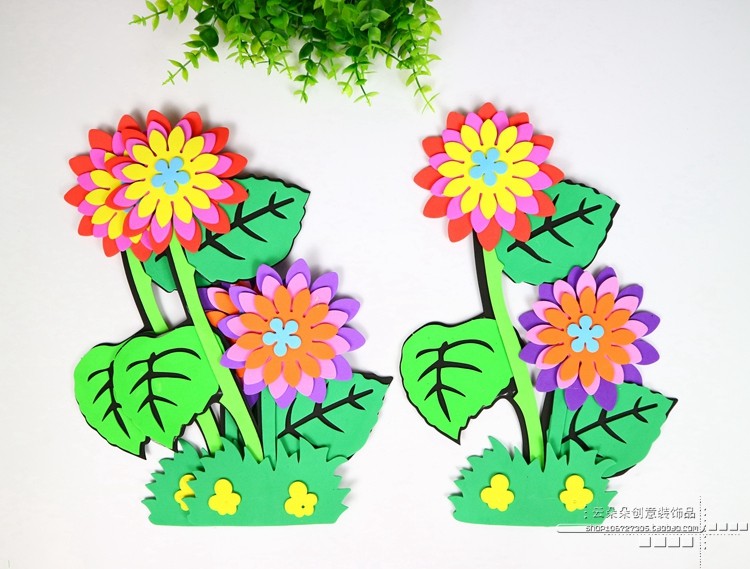 Kindergarten Classroom Environment Placement Decorative Materials Wall Patch Wallpaper Paste Foam Flowers Wall Stickup Decorations