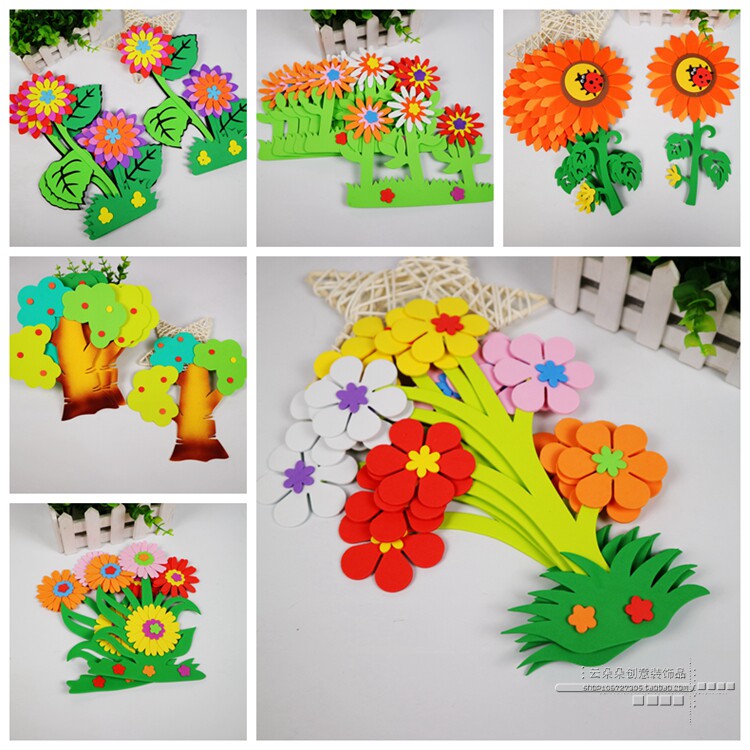 Kindergarten primary school blackboard newspaper layout environment layout wall stickers creative foam wall stickers sunflower daisy big flowers