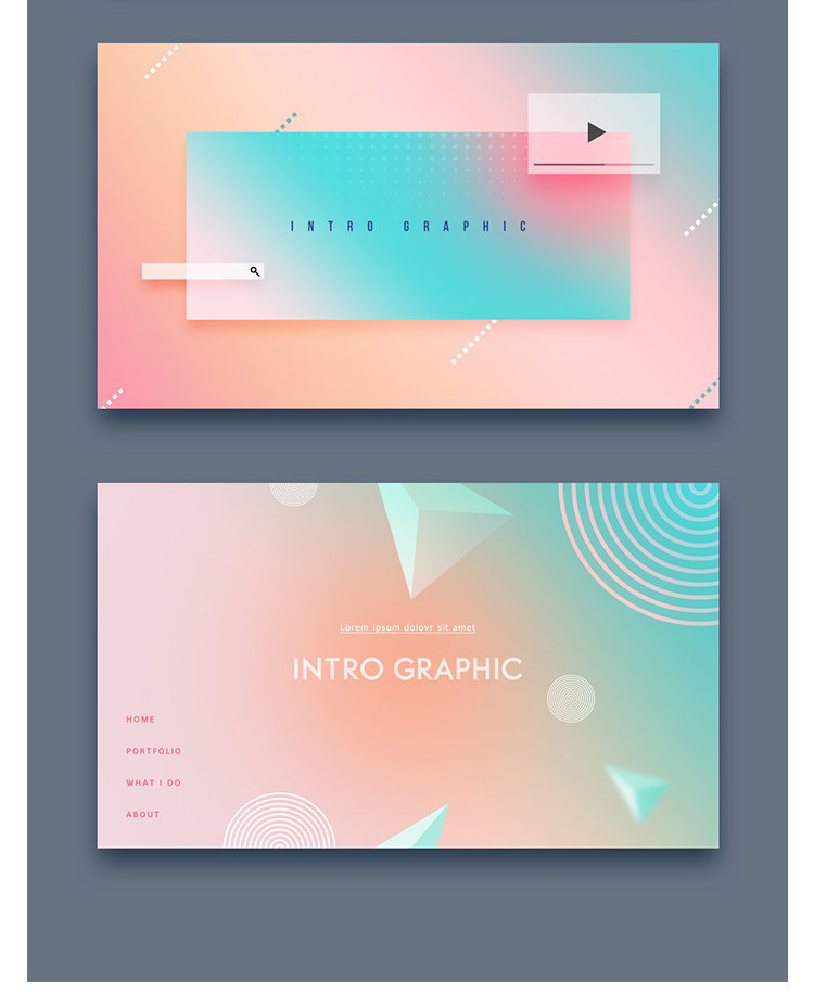 浅色科技潮流幻彩渐变几何图形多边形海报背景图PSD设计素材模板