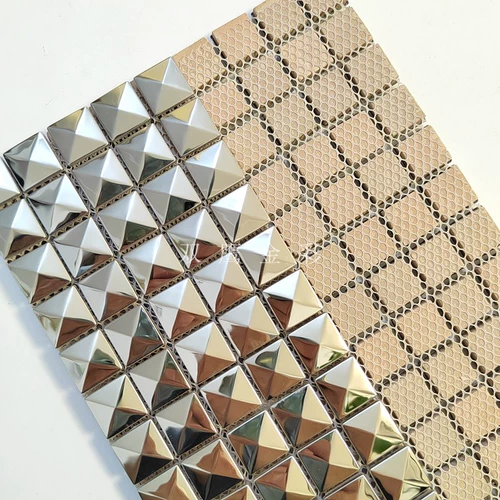 Металлическая пирамида из нержавеющей стали, серебряная мозаика, зеркальный эффект