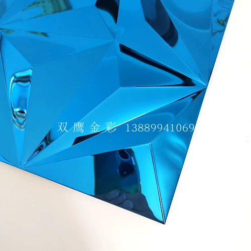 Трехмерная синяя металлическая мозаика из нержавеющей стали, в 3d формате, зеркальный эффект