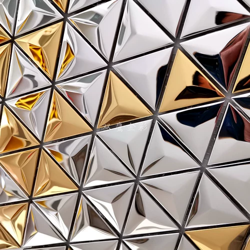 Трехмерный металлический треугольник, мозаика из нержавеющей стали, подходит для караоке-баров