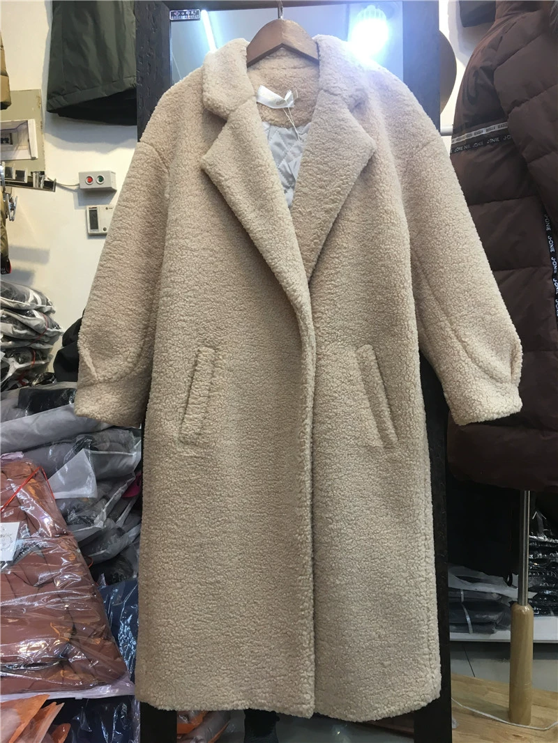 V9 mùa đông mới 2019 Phiên bản Hàn Quốc của áo khoác len lông cừu nữ giữa lông cừu giả dài xù lông 1.4 - Trung bình và dài Coat