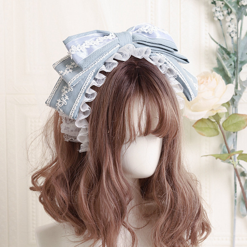 Lolita-style hair accessories, hair clips, large bow headbands, ethereal fabric fairy-like original design Lolita hair accessories.