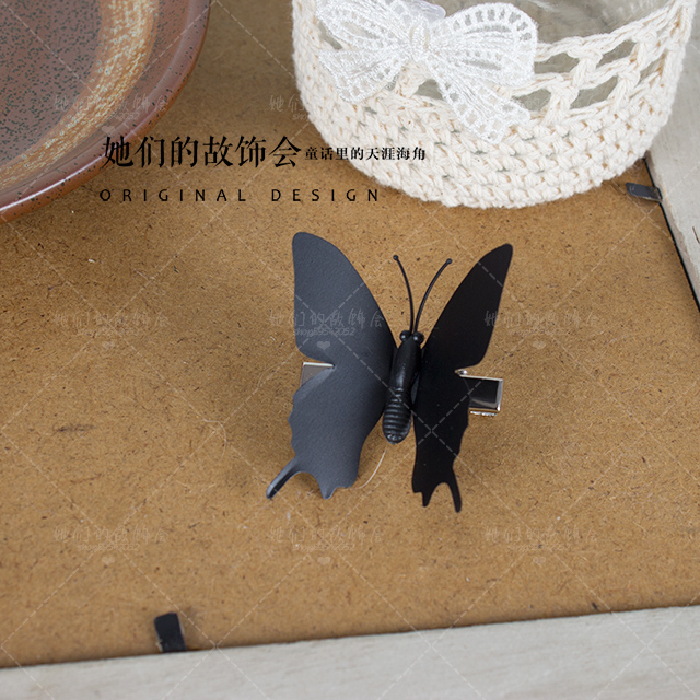 Tay giả mô phỏng bướm đen kẹp tóc DIY tua phụ kiện tóc LOLITA kẹp tóc kẹp tóc trang sức của họ - Phụ kiện tóc dây buộc tóc đẹp