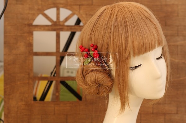 Sen nữ phong cách tươi mô phỏng berry handmade DIY tóc clip bên clip phụ kiện tóc mũ cô dâu phụ kiện tóc sáng tạo - Phụ kiện tóc băng đô nữ