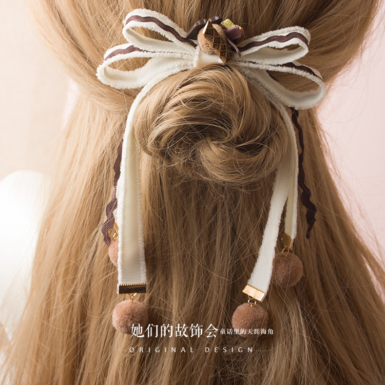 Caramel Macchiato bánh sô cô la phụ kiện tóc LOLITA tóc bóng bông tai CHOKER Nhật Bản hand made đồ trang sức ban đầu