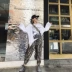 Quần da báo hoa eo cao eo nữ mùa thu 2018 mới cộng với quần nhung chân quần âu hip hop thủy triều thời trang nam nữ Quần Harem