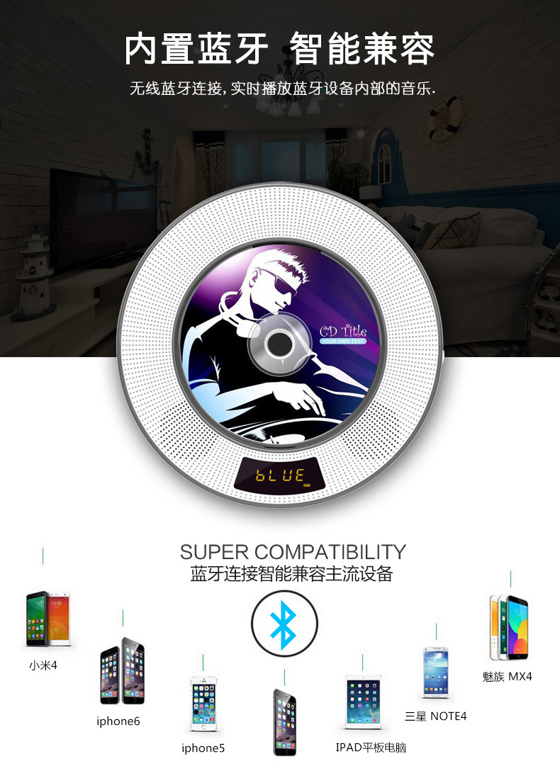 Máy nghe nhạc CD gắn trên tường Panda CD-62 Sinh viên tiếng Anh cầm tay Walkman mini home U player - Máy nghe nhạc mp3 	máy nghe nhạc không dây bluetooth	