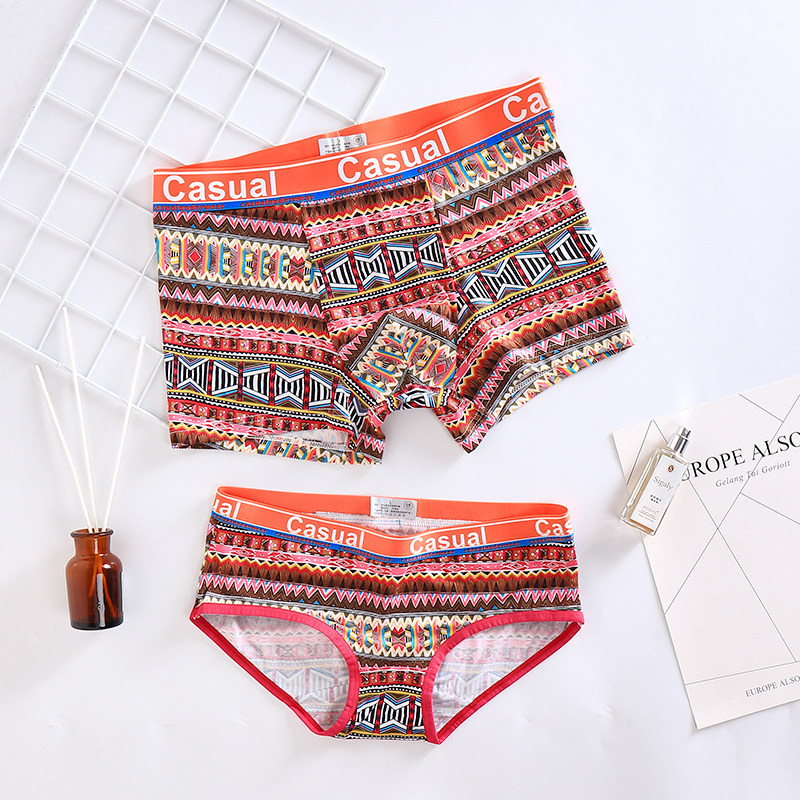 Couple's underwear pure cotton 2019 new cute creative personality male and female underpants Chauffin creative middle waist suit