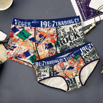 Couple Underwear Cotton Modal Cotton 2019 Panties Mens Flat Corner Male Female Mid-waist Creative Personality Graffiti Set