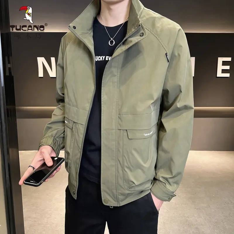 Tucano/Woodpecker Spring New High-End Stand-Up Collar Jacket, Simple Casual Men's Coat, Versatile, Fashionable and Handsome