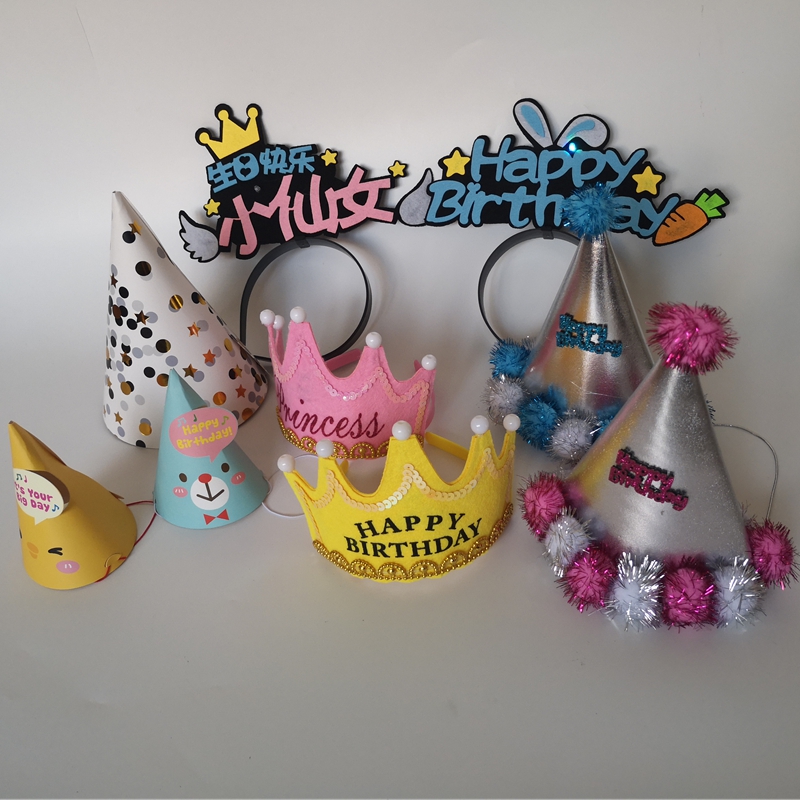 EVA birthday hat Party supplies Birthday headdress suitable for children adult luminous hat Ice cream cone hat high hat