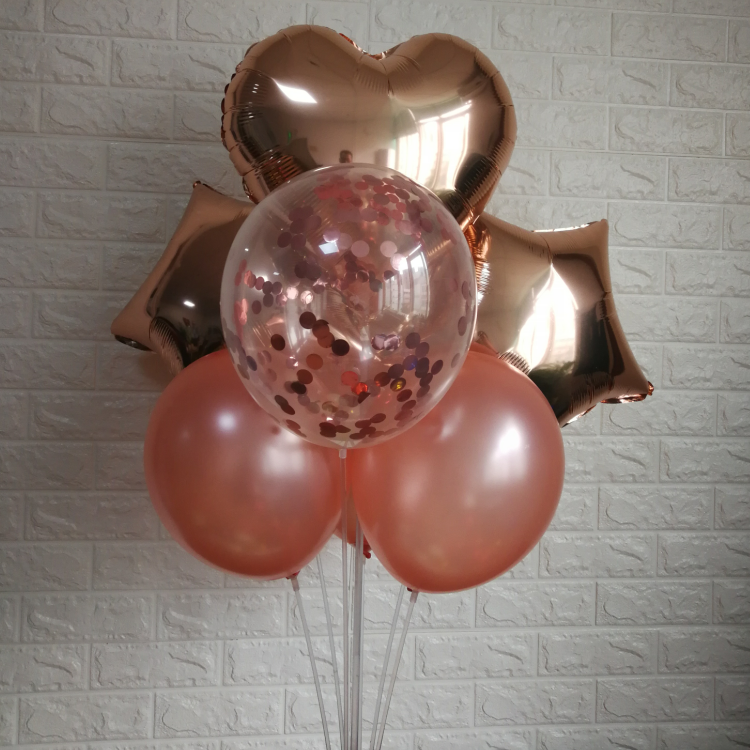 Net red ins star love rose gold aluminum film balloon Wedding room decoration Birthday festival party decoration Champagne color