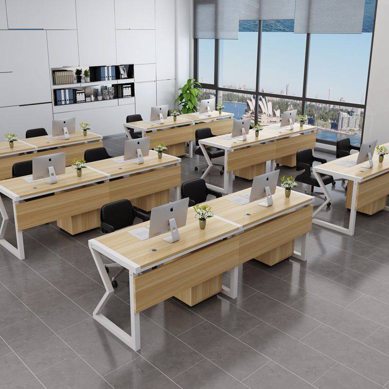 Desk one-piece work place 2 people 3 people horizontal row single row single side by side double desk computer desk