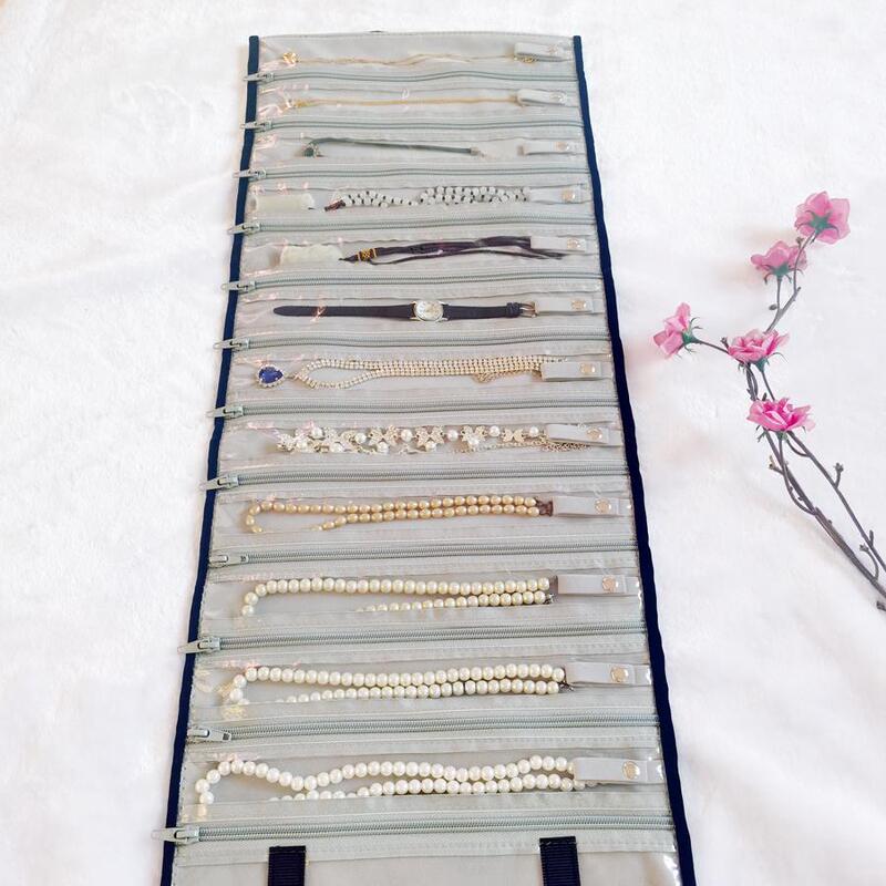 Pearl Necklace Storage Bag Portable Pouch Plaid See-Through Jewelry Bag Jade Bracelet Watch Earring Collection Dustproof Bag
