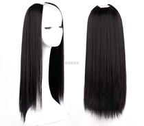 Real hair V-shaped half-head wig female long straight hair invisible seamless long hair simulation one-piece wig