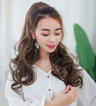 Horse tail real hair female scratch clip high horse tail long curly hair net red big wave curly hair natural lifelike twist braid