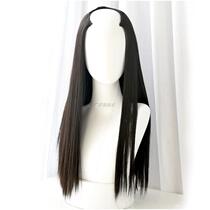Real hair wig female lifelike long straight hair split bangs half cover natural lifelike invisible seamless U-shaped hair extension