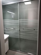 Wire drawing titanium alloy shower room I-shaped partition tempered glass moving door custom bathing room bathroom screen