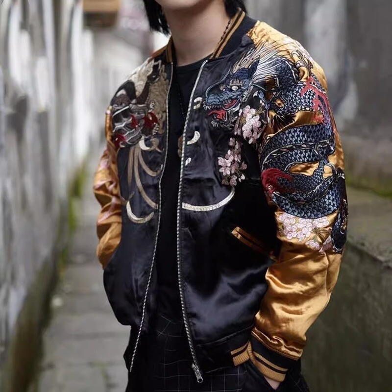 Spring and Summer New Style Printed Chinese Style Four Mythical Beasts Dragon Jacket Men's Personalized Versatile National Trend Casual Baseball Jacket