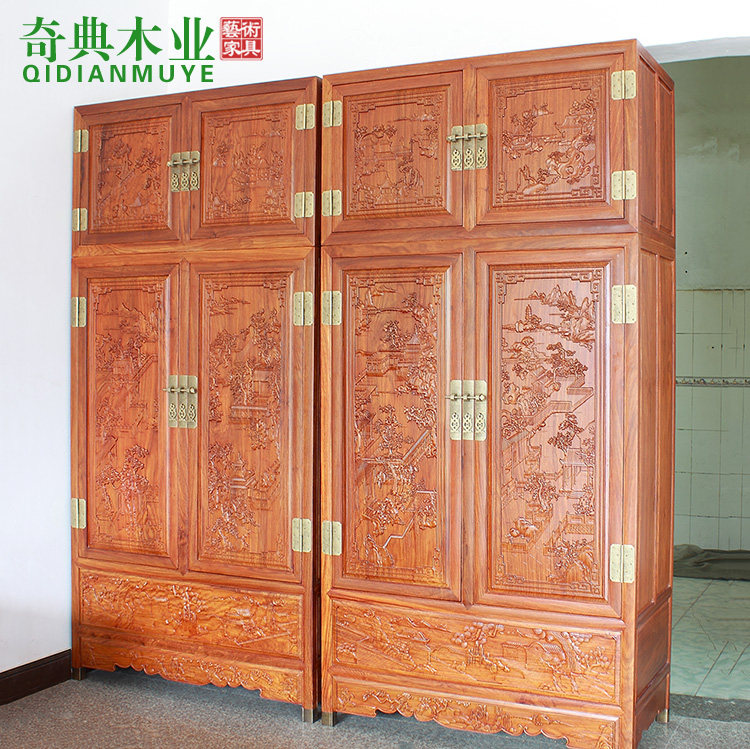 Red Wood Top Box Cabinet Combo Hedgehog Purple Sandalwood Clear Antique 100 Carved Flowers Storage Bedroom Large Closet Closet